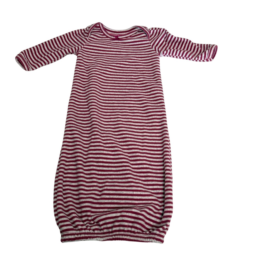 Carters Baby Gown 3M Burgundy Red White Striped Fleece Sleep Sack Long Sleeve